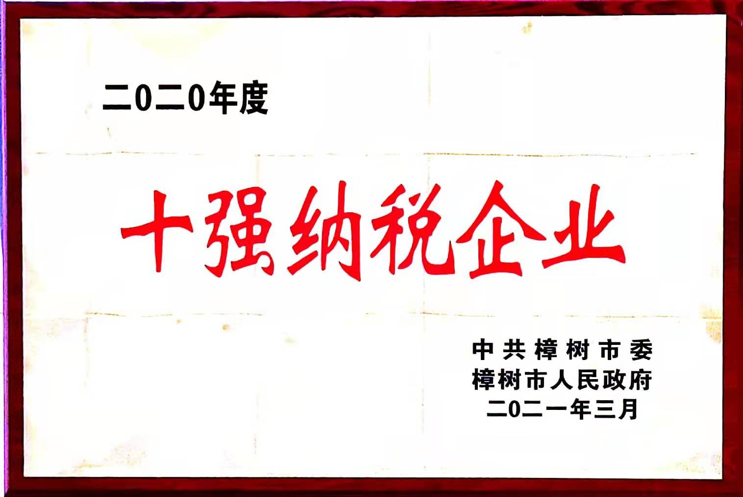 2020年度 十強納稅企業